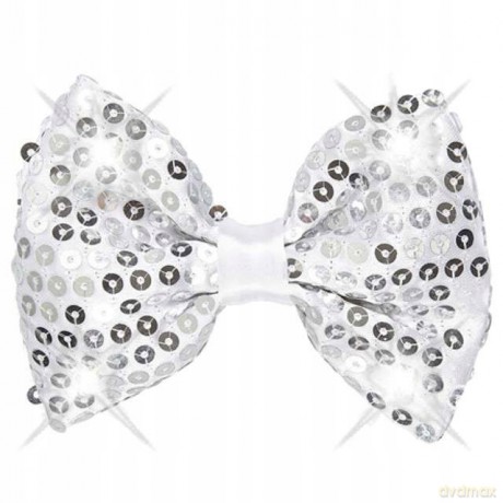 Widmann: Farfallino Argento In Paillettes Con 4 Luci Led Lampeggianti Regolabile (3 Batterie Lr44 Incl