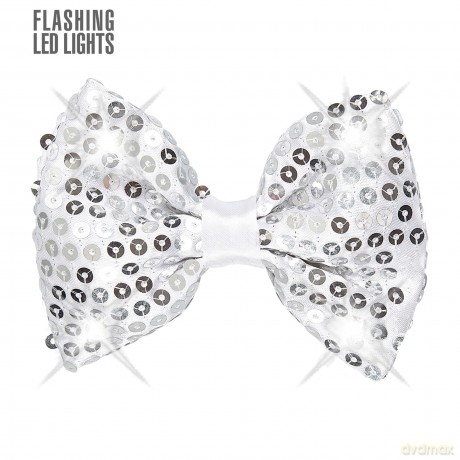 Widmann: Farfallino Argento In Paillettes Con 4 Luci Led Lampeggianti Regolabile (3 Batterie Lr44 Incl