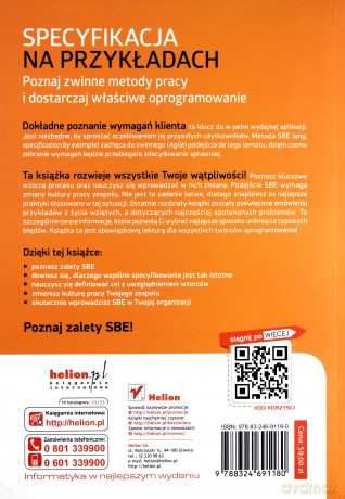 Specyfikacja na przykładach poznaj zwinne metody pracy i dostarczaj właściwe oprogramowanie - Gojko Adzic [KSIĄŻKA]