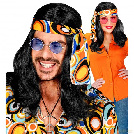 Widmann: Nera Parrucca Anni 70 Disco Fever Con Fascia In Scatola