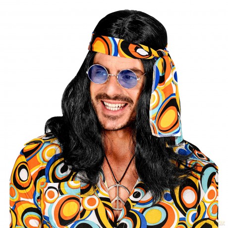 Widmann: Nera Parrucca Anni 70 Disco Fever Con Fascia In Scatola