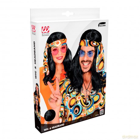 Widmann: Nera Parrucca Anni 70 Disco Fever Con Fascia In Scatola