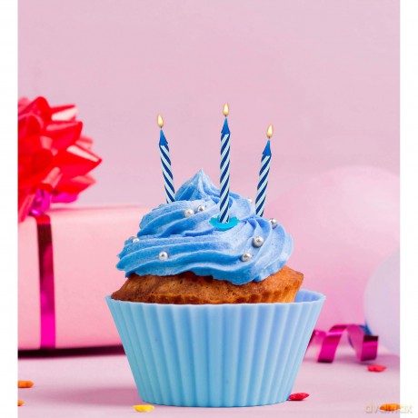 Widmann: Set Da 16 Candeline Decoro Torta Happy Birthday Con Supporti Blu
