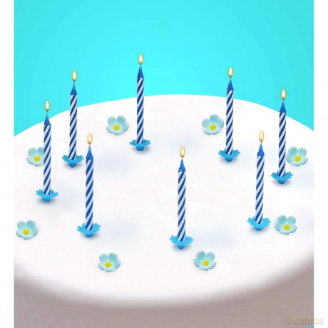 Widmann: Set Da 16 Candeline Decoro Torta Happy Birthday Con Supporti Blu