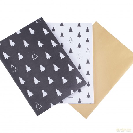 Wrap - Merry Christmas Tree Print - Black, Whit N