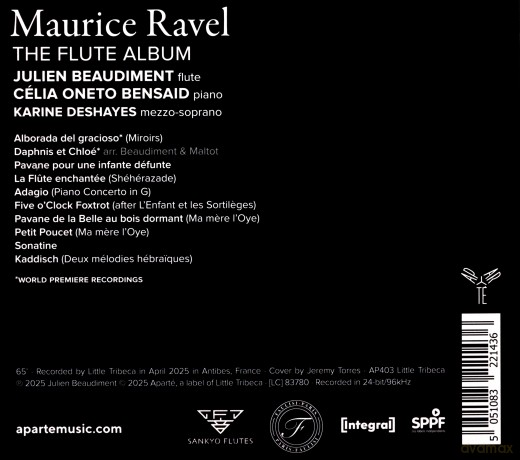 Ravel: The Flute Album Beaudiment Oneto Bensaid Deshayes [CD]