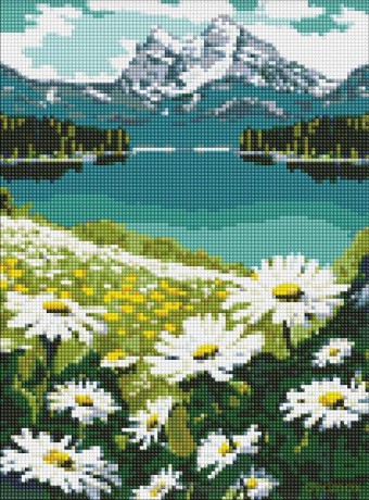 Diamentowa mozaika - Kwitnące stokrotki 30x40cm