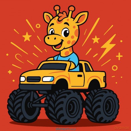 Malowanie po numerach - Żyrafa w samochodzi Kids