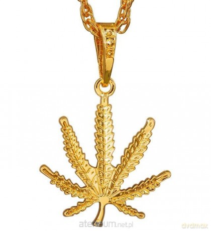Naszyjnik z liściem konopi ganja