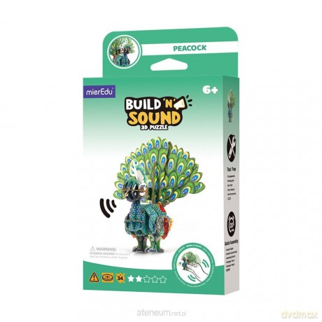 Puzzle 3D. Buduj i słuchaj - Paw [PUZZLE]