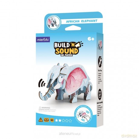 Puzzle 3D. Buduj i słuchaj - Słoń afrykański [PUZZLE]