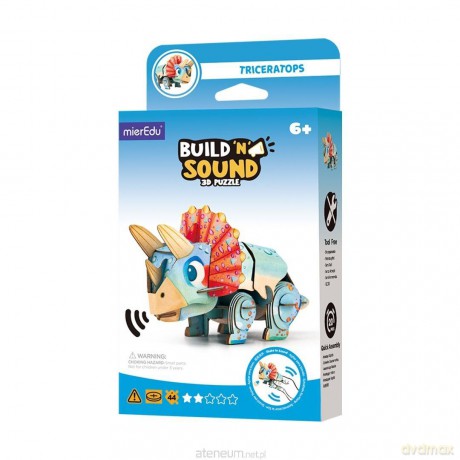 Puzzle 3D. Buduj i słuchaj - Triceratops [PUZZLE]