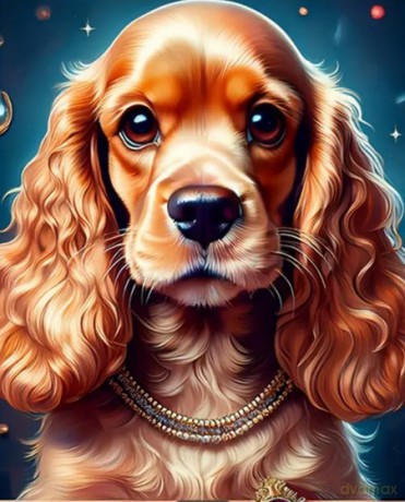 Diamentowa Mozaika Pies Cocker Spaniel z naszyjnikiem NO-2003113
