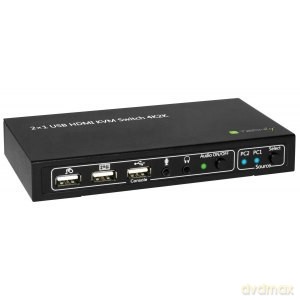 2-portowy przełącznik KVM HDMI/USB 2x1 z audio