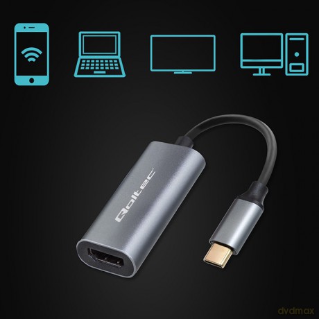 Adapter aluminiowa przejściówka USB-C na HDMI 4K | 60Hz | 32AWG