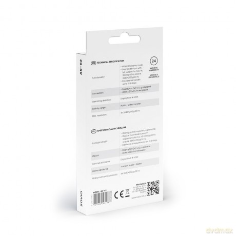 Adapter DisplayPort (M) v1.2 - HDMI (F) v1.4, 4K, AK-62