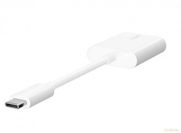 Adapter Dual USB-C Audio + Charge Rockstar białe
