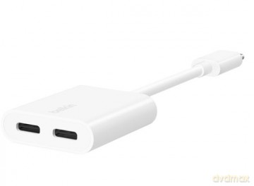 Adapter Dual USB-C Audio + Charge Rockstar białe