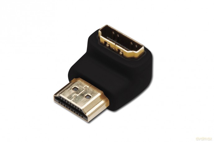 Adapter HDMI HighSpeed z Ethernetem 4K 60Hz UHD Typ HDMI A kątowy/HDMI A M/Ż Czarny