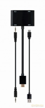 Adapter HDMI męski do HDMI żeński + VGA żeński z audio i dodatkowym portem zasilania