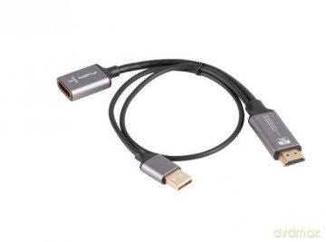 Adapter HDMI(M)-Displayport(F)4K na kablu 20cm srebrny