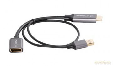 Adapter HDMI(M)-Displayport(F)4K na kablu 20cm srebrny