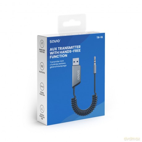Adapter transmiter AUX z bluetooth 5.3, funkcja zestawu głośnomówiącego, TR-16