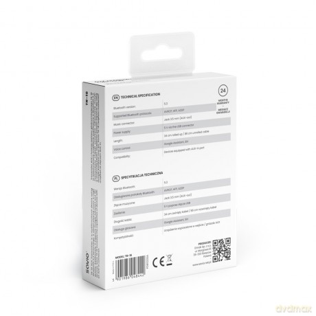 Adapter transmiter AUX z bluetooth 5.3, funkcja zestawu głośnomówiącego, TR-16