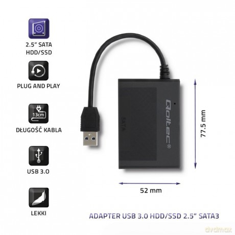 Adapter USB 3.0 do dysków HDD/SSD 2.5 cala SATA3