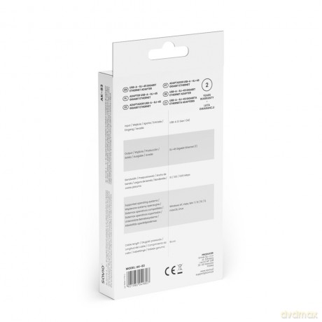 Adapter USB-A do RJ-45 Gigabit Ethernet AK-83
