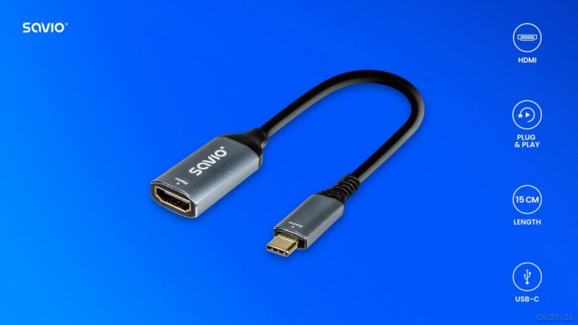 Adapter USB-C (M) - HDMI (F), 4K, 60Hz, aluminium, AK-78