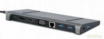 Adapter USB-C 9w1, HDMI, USB-C PD, VGA, DP, USBx3, Audio, LAN