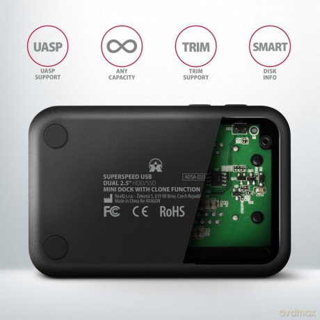 ADSA-D25 MINI stacja dokująca USB 3.2 Gen 1 - 2x SATA 6G 2.5" SSD/HDD CLONE