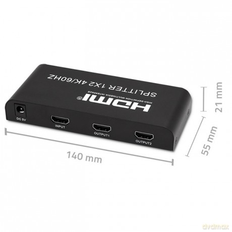 Aktywny rozdzielacz Splitter 2 x HDMI 4K x 2K | 6Gb/s | 60Hz