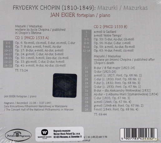 Jan Ekier: Komplet Mazurków Chopina [2CD]