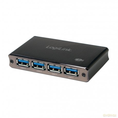 Aluminiowy HUB USB3.0 4-porty, Czarny, z zasilaczem