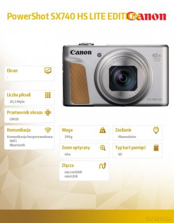 Aparat PowerShot SX740 HS lite edition srebrny 2956C031