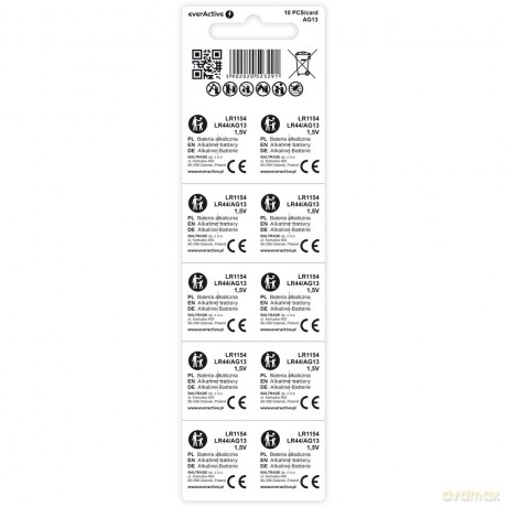 Baterie alkaliczne mini AG13/G13/LR1154/LR44 blister 10 szt.
