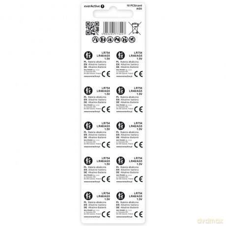Baterie alkaliczne mini AG5/G5/LR754/LR48 blister 10 szt.