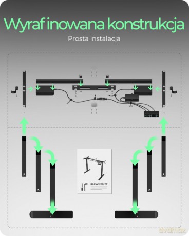 Biurko elektrycznie regulowane z blatem IB-EW122B-TT 140x70 cm do siedzenia i stania