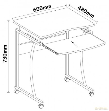 Biurko komputerowe mobilne Techly 600x480mm czarne