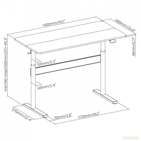 Biurko stolik z blatem 140x68cm ER453 regulacja