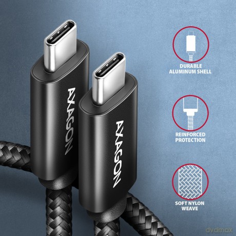 BUCM2-CM10AB Kabel USB-C - USB-C, 1.0m 5A charging, ALU, 240W PD, oplot, USB2.0, czarny