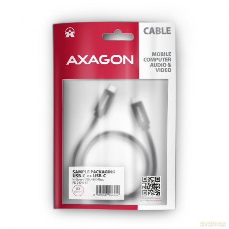 BUCM2-CM20AB Kabel USB-C - USB-C, 2.0m 5A charging, ALU, 240W PD, oplot, USB2.0, czarny