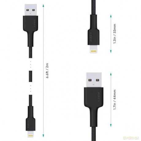 CB-AL05 kabel Lightning - USB-A 2m MFi Apple nylonowy oplot czarny