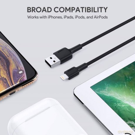 CB-AL05 kabel Lightning - USB-A 2m MFi Apple nylonowy oplot czarny