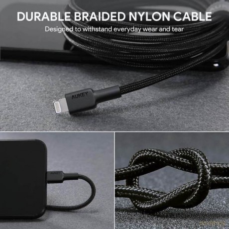 CB-AL05 kabel Lightning - USB-A 2m MFi Apple nylonowy oplot czarny
