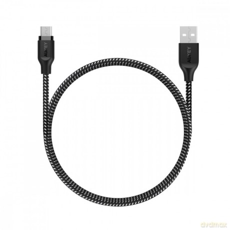 CB-AM2 kabel micro USB - USB-A 2m Quick Charge nylonowy oplot czarno-biały