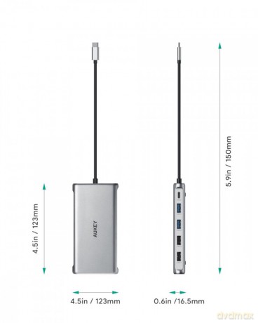 CB-C78 aluminiowy HUB USB-C | 12w1 | RJ45 Ethernet 10/100/1000Mbps | 2xUSB 3.1 | 2xUSB 2.0 | 2xHDMI 4k@30Hz | VGA | SD i microSD | USB-C