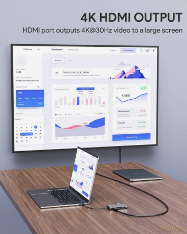 CB-C91 aluminiowy HUB USB-C | 8w1 | RJ45 Ethernet 10/100/1000Mbps | 3xUSB 3.1 | HDMI 4k@30Hz | SD i micro SD | USB-C Power Delivery 100W